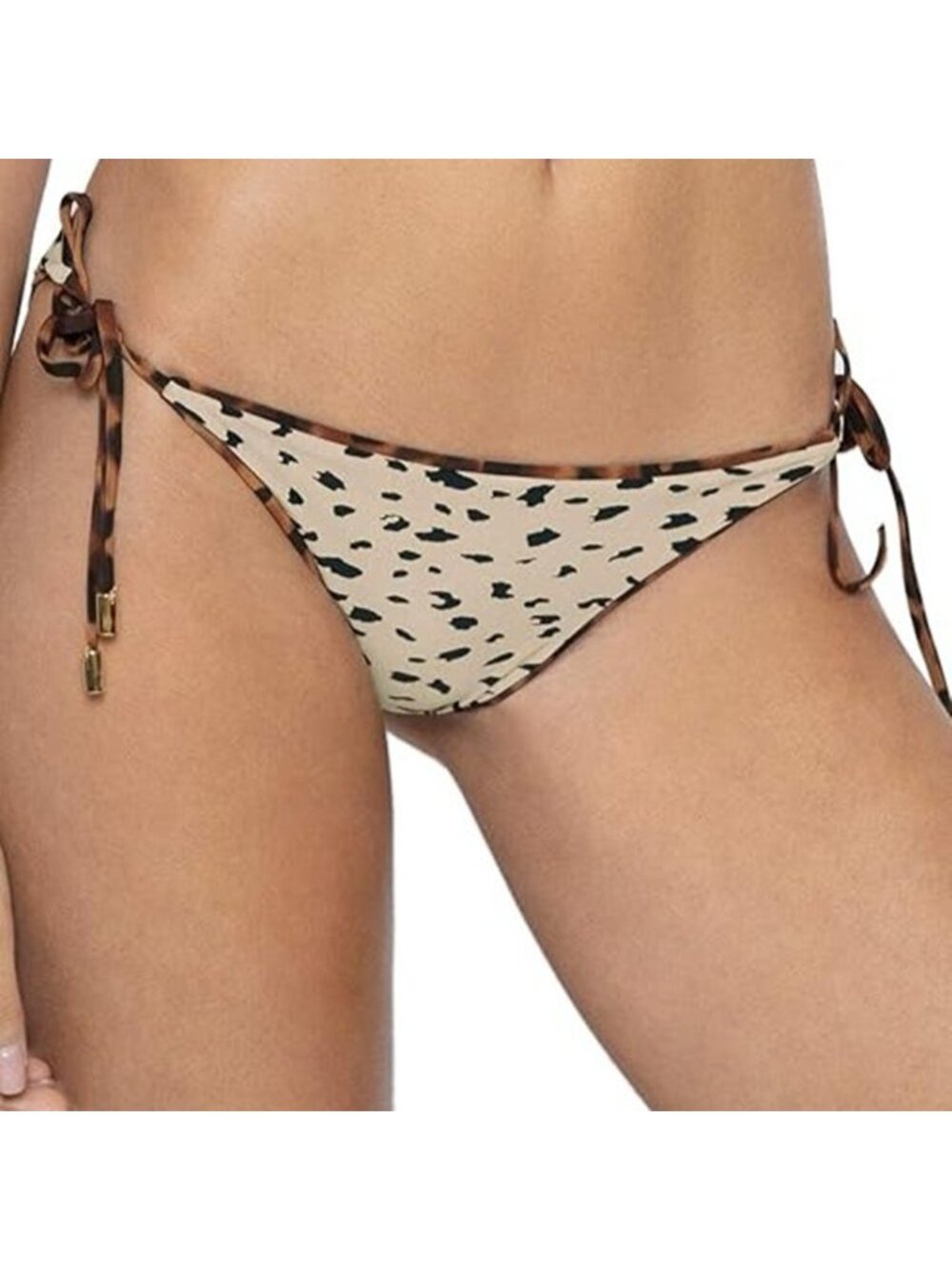 PilyQ Swim Reversible Tie Bikini Bottom WLH-213F Brown Beige Size Large